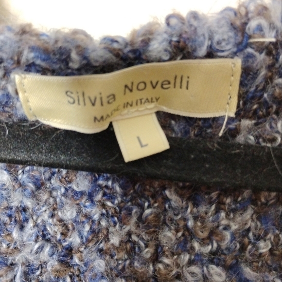 Silvia Novelli Italy Mohair Wool Blend Cardigan L  Textured Boucle Knit Stretch - Picture 6 of 7